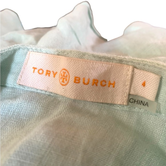 TORY BURCH Linen & Silk Button Down Sleeveless Peplum Style Top size 4 - Picture 14 of 14